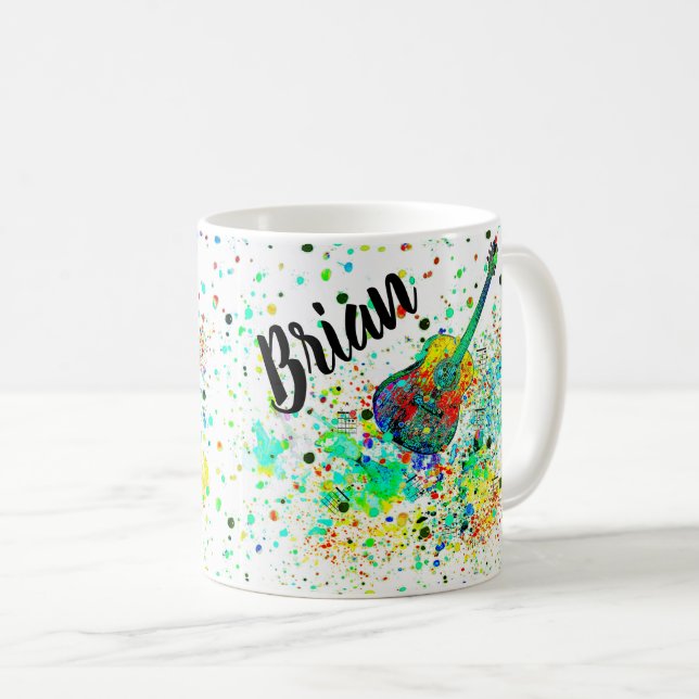 Personalisierte Gitarre und Akkorde Spritzer Kaffe Kaffeetasse (VorderseiteRechts)