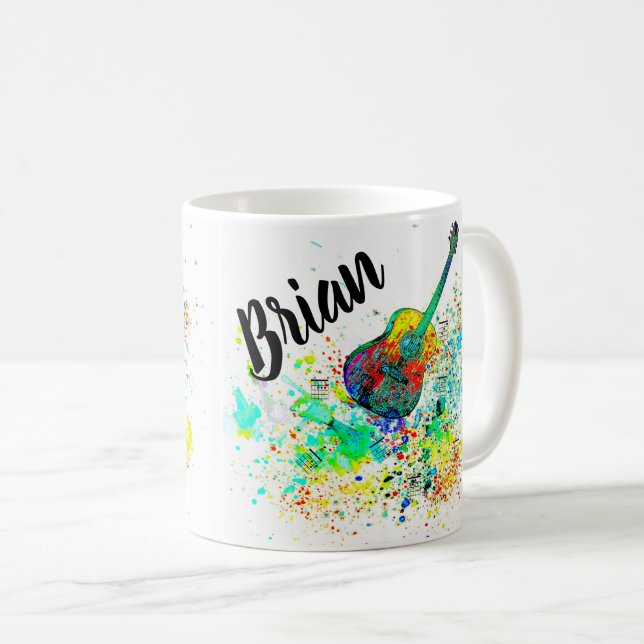 Personalisierte Gitarre und Akkorde Spritzer Kaffeetasse (VorderseiteRechts)