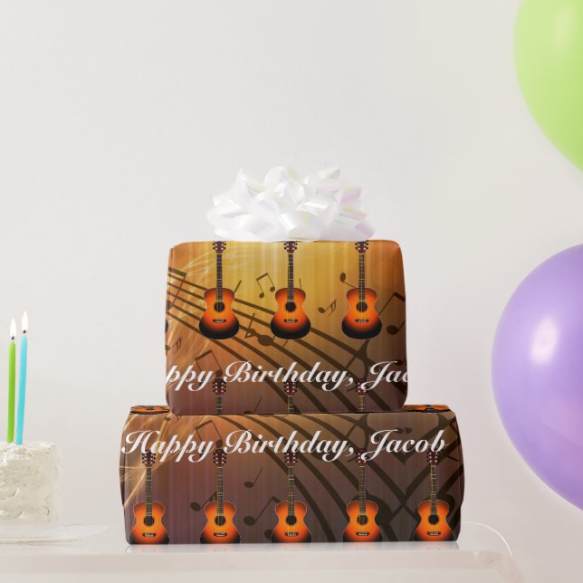 Personalisierte Gitarre und musikalische Bemerkung Geschenkpapier (Partygeschenke)