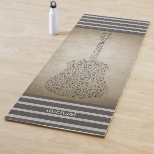 Personalisierte Gitarren-Schwarz & Grau-Linien Yogamatte