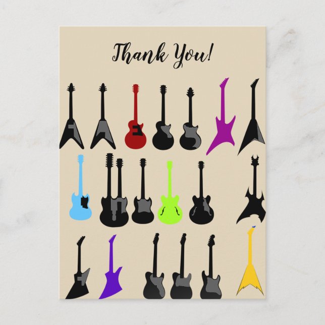 Personalisierte Gitarrendrucke Vielen Dank Postkarte (Vorderseite)