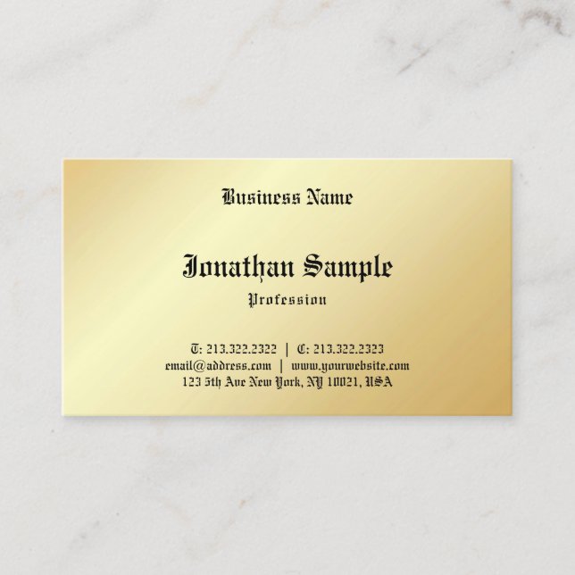 Personalisierte glamouröse Imitate Gold gezeichnet Visitenkarte (Vorderseite)