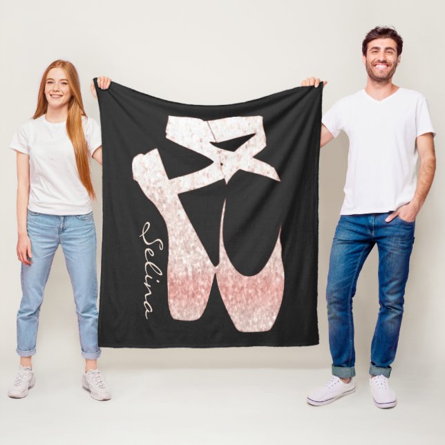 Personalisierte, glänzende, rosa Ballettschuhe Fleecedecke (Beispiel)