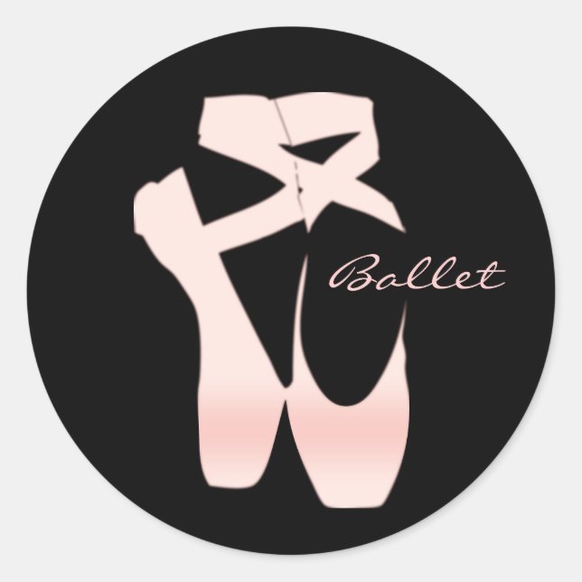 Personalisierte, glänzende, rosa Ballettschuhe Runder Aufkleber (Vorderseite)