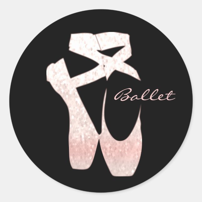 Personalisierte, glänzende, rosa Ballettschuhe Runder Aufkleber (Vorderseite)