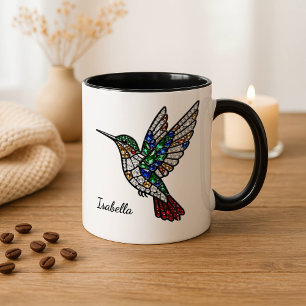 Personalisierte Glasmalerei-Kolibri-Kaffeetasse  Tasse