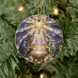 Personalisierte Glasmalerei-Weihnachtskrippe Keramik Ornament