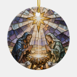 Personalisierte Glasmalerei-Weihnachtskrippe Keramik Ornament