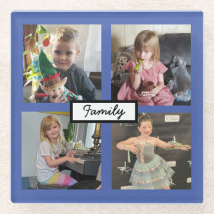 Personalisierte Glasuntersetzer mit Familienfotos
