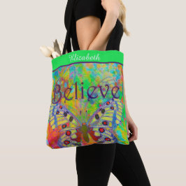 Personalisierte Glaube bunten Schmetterling Tote T Tasche