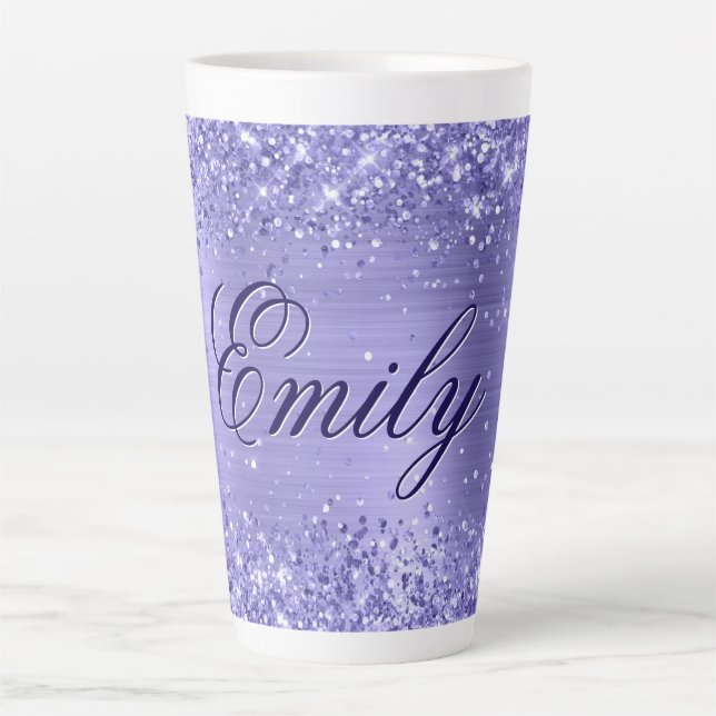 Personalisierte Glitterie Periwinkle Foil Milchtasse (Vorderseite)