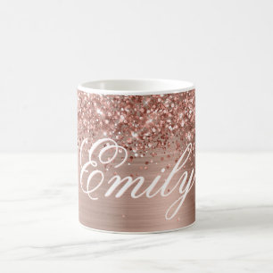 Personalisierte Glitterie Rose Kaffeetasse