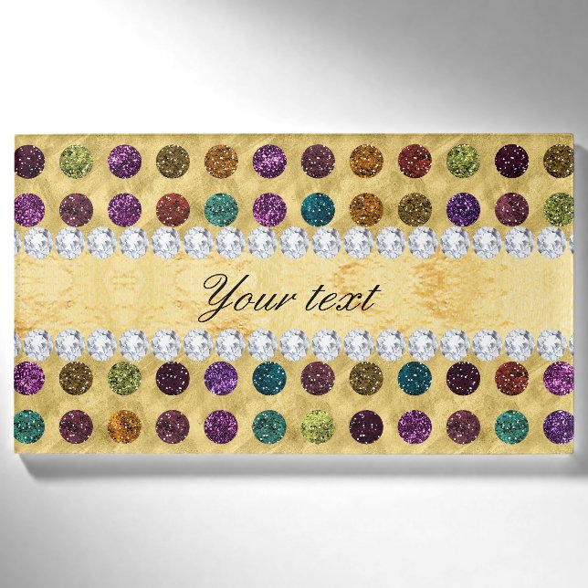 Personalisierte Glitzer-Polka-Punkt-Diamanten Namenschild (Vorderseite)