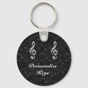 Personalisierte glitzernde funkelnde Diamant-Musik Schlüsselanhänger