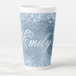 Personalisierte glitzernde hellblaue Folie Milchtasse