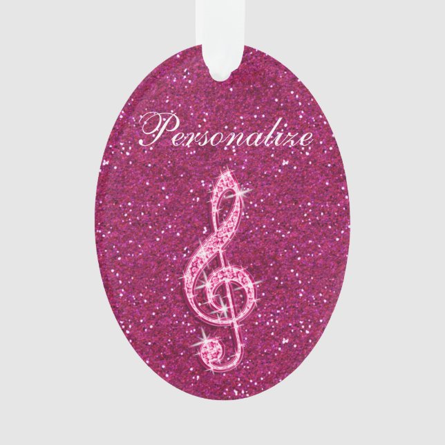 Personalisierte Glitzy Funkelnd Diamond Musiknote Ornament (Vorderseite)