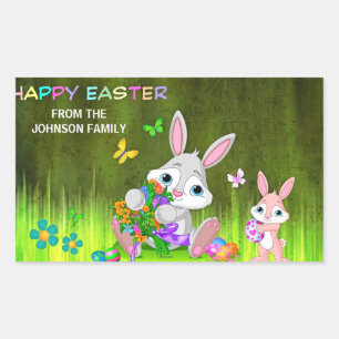 Personalisierte GLÜCK EASTER Bunny Cfarbred Eggs Rechteckiger Aufkleber