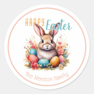 Personalisierte glückliche Osterhasen-Eier Familie Runder Aufkleber