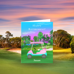 Personalisierte Glückliche Rente Golf Sonnenunterg Karte