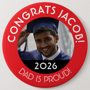 Personalisierte Glückwunsch Grad Foto Vater Proud Button