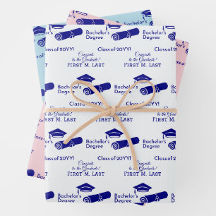 Personalisierte Glückwunsch Graduiertenkolorierung Geschenkpapier Set