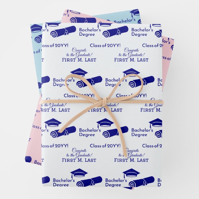 Personalisierte Glückwunsch Graduiertenkolorierung Geschenkpapier Set (Beispiel)