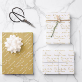 Personalisierte Glückwunsch Name! Gold & White Wed Geschenkpapier Set