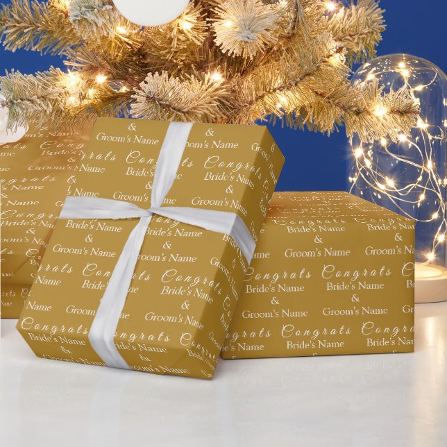 Personalisierte Glückwunsch Name! Luxor Gold Weddi Geschenkpapier (Feiertage)