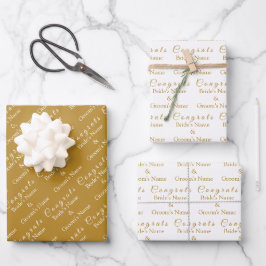 Personalisierte Glückwunsch Name! Luxor Gold Weddi Geschenkpapier Set