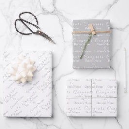 Personalisierte Glückwunsch Name! Silber, Weiße Ho Geschenkpapier Set
