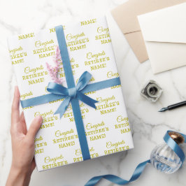 Personalisierte Glückwunsch Retiree! Gold auf Weiß Geschenkpapier