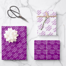 Personalisierte Glückwunsch Retiree! Lila weiß Geschenkpapier Set