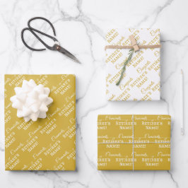 Personalisierte Glückwunsch Retiree! Metall Gold u Geschenkpapier Set