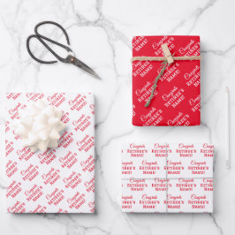 Personalisierte Glückwunsch Retiree! Red on White Geschenkpapier Set
