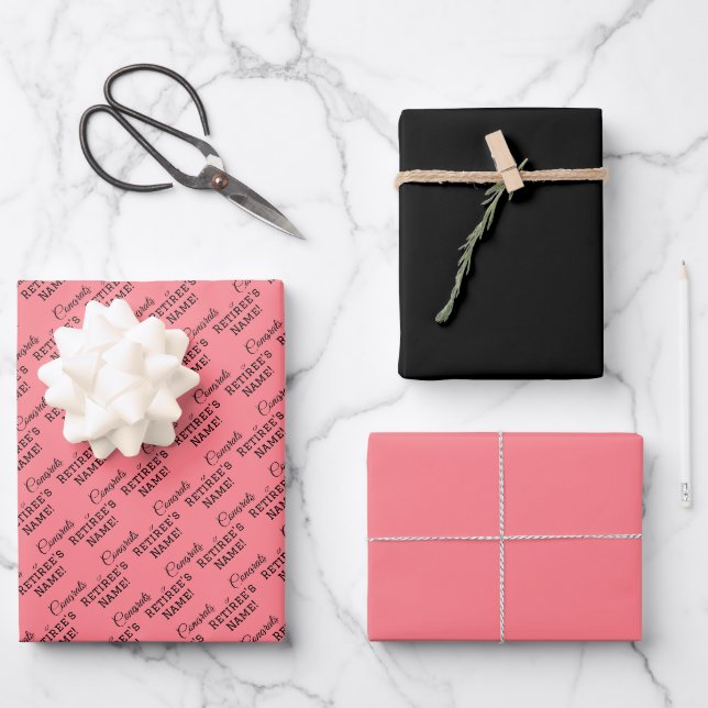 Personalisierte Glückwunsch Retiree! Schwarz in Ro Geschenkpapier Set (Vorderseite)