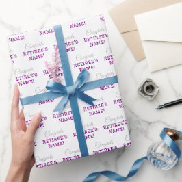 Personalisierte Glückwunsch Retiree! Silber Lila W Geschenkpapier