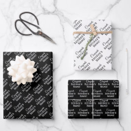 Personalisierte Glückwunsch Retiree! Weiß auf Schw Geschenkpapier Set