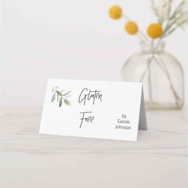 Personalisierte glutenfreie Etikettenschilder Platzkarte (Rückseite)