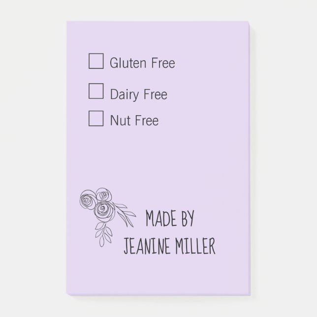 Personalisierte glutenfreie, milchfreie Nut Post-it Klebezettel (Vorderseite)