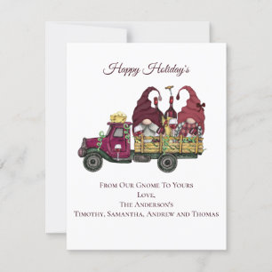 Personalisierte Gnomes-Wein-LKW-Weihnachten Karte