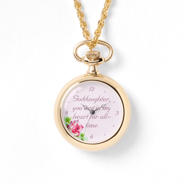 Personalisierte Godtochter Necklace Watch Armbanduhr (Vorderseite)