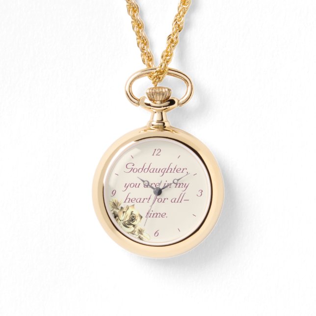Personalisierte Godtochter Necklace Watch Armbanduhr (Vorderseite)