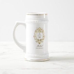 Personalisierte Gold Barock Brautführer Bierglas