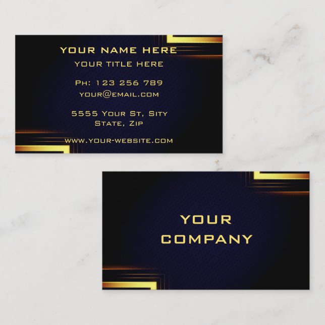 Personalisierte Gold Black Design Business Card Visitenkarte (Vorne/Hinten)