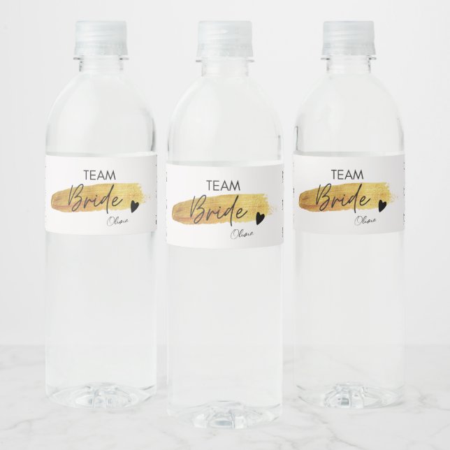 Personalisierte Gold & Black Modern Chic Team Brid (Flaschen)