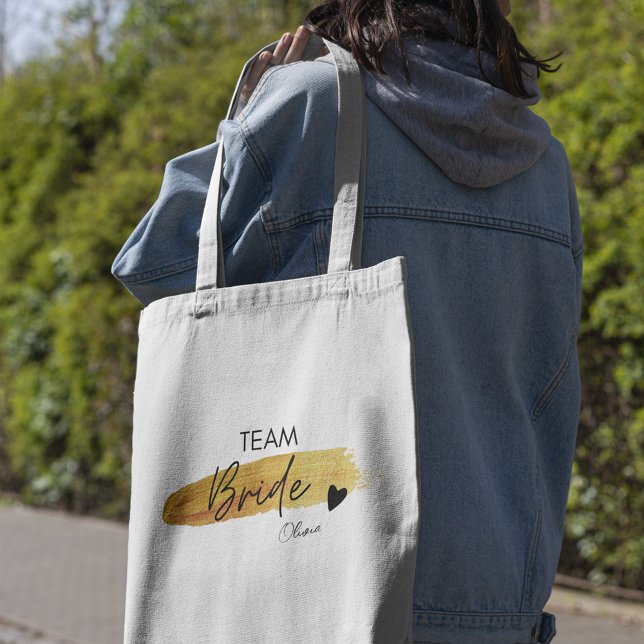Personalisierte Gold & Black Modern Chic Team Brid Tragetasche (Personalized Gold & Black Modern Chic Team Bride Tote Bag)