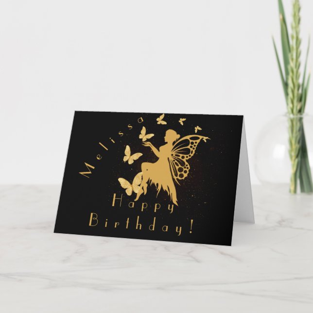 Personalisierte Gold Butterfly Faible Cards Dankeskarte (Vorderseite)