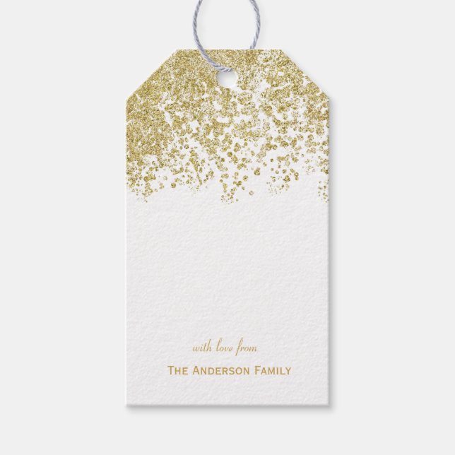 Personalisierte Gold Glitzer Geschenketiketten Geschenkanhänger (Vorderseite)