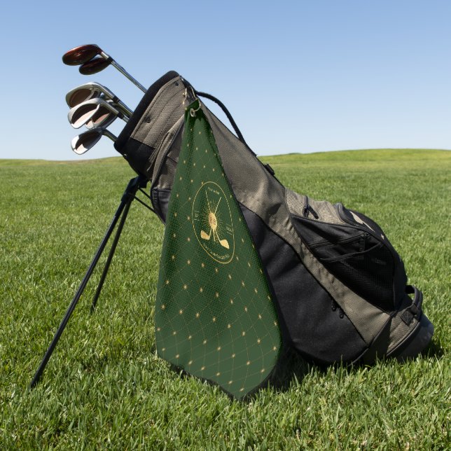 Personalisierte Gold-Golfklubs Golfhandtuch (Gras)