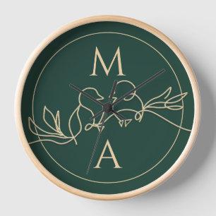 Personalisierte Gold-Grüne Hochzeitsuhr Uhr